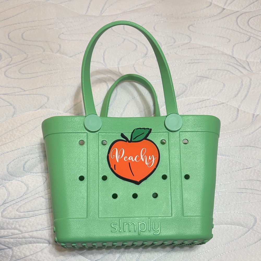 Simply Southern Green Tote with Peach Design